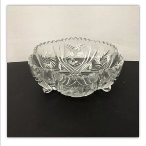 American Brilliant ? Crystal Cut Glass Serving Bowl Footed Diameter 8" Dept 3”